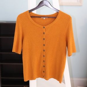 Madewell Dark Yellow Short Sleeve Button Down Sweater - XL